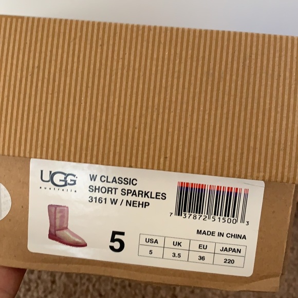 UGG SPARKLES SHORT BOOT PINK SIZE 5 - Picture 9 of 12